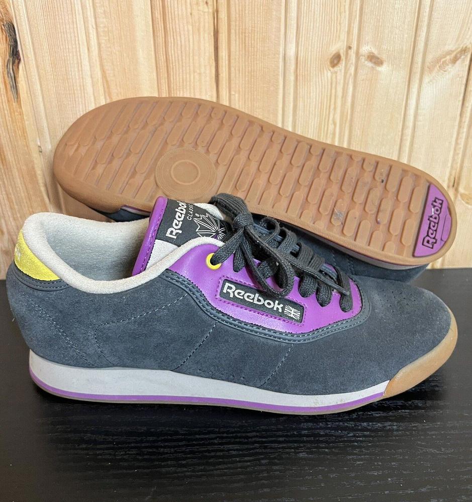 Reebok Suede Classic Casual Shoes Womens Size 8 Narrow Gray Purple EUC